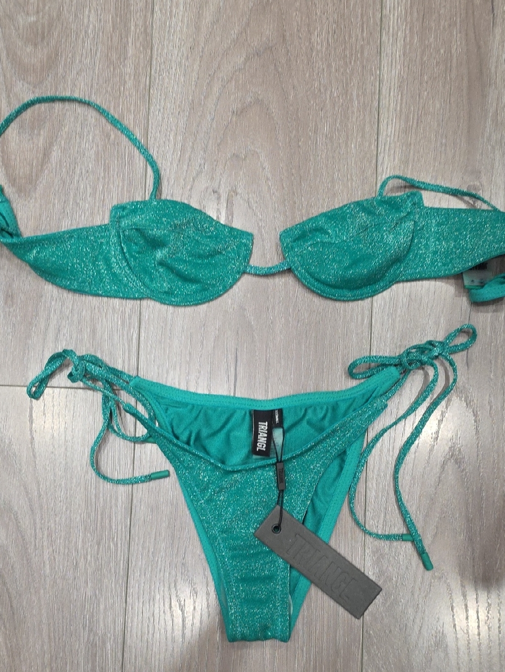 triangl swimwear Teal Shimmer Tie-Side Bikini Set